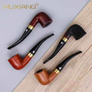 Muxiang Briarwood Smoking Pipe Bent Type With Metal Ring Handmade Tobacco Pipe Custom Made - Product Image 2