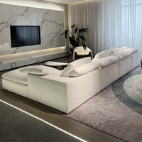 Canapé Modulable Haut de Gamme en Plumes, Grand Confort, Fauteuil de Salon en L pour le Séjour