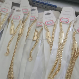 <span class=keywords><strong>2025</strong></span> EE. UU. Tendencia Tobillera Collar 6mm 14K Chapado en oro Cadena cubana Manaco Collar Pulsera Hombres Mujeres Joyería - Product Image 1