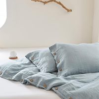 Ensemble de literie King Size de couleur unie, 3 pièces, taie d'oreiller à fermeture à boutons, lin lavé, doux 100%, ensemble de housse de couette en lin
