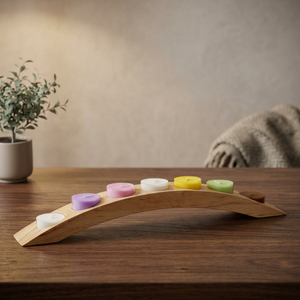 Portavelas de Madera Hecho a Mano, Forma Redonda, Acabado Natural, Multicolor, Decoración para el Hogar, Ecológico - Product Image 1