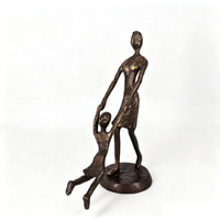 Sculpture Moderne en Cuivre Massif Mère et Fille, Art Abstrait Familial, Décoration Romantique et Chaleureuse pour la Maison, Articles de Luxe Faits à la Main