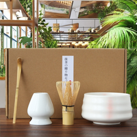 Ensemble de bols à matcha en céramique au design Japandi, vente chaude, fouet en bambou rose de haute qualité, vente en gros, charme