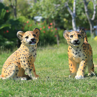 Grandes sculptures d'animaux pour parc de vacances en plein air, accessoires de décoration artificielle réaliste, statues de léopard réalistes en fibre de verre grandeur nature