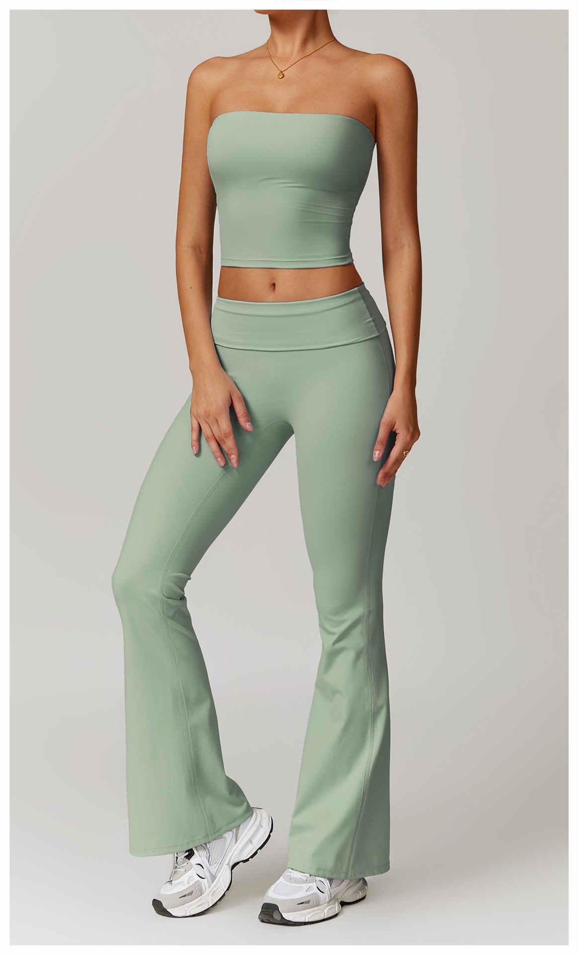 Basil green strapless top