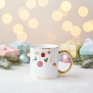 <span class=keywords><strong>Tazze</strong></span> in Ceramica di Lusso per Natale 11oz, Porcellana <span class=keywords><strong>con</strong></span> Bordo Dorato, Personalizzabili per Sublimazione, Tazza Regalo Souvenir <span class=keywords><strong>con</strong></span> Manico Dorato, Design Minimalista - Product Image 2