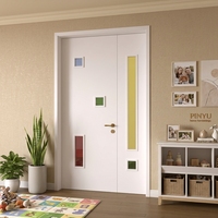 Armoire en bois massif avec portes battantes vitrées blanches, pour chambre à coucher, placard, unité de porte intérieure pour salle de jeux de maternelle