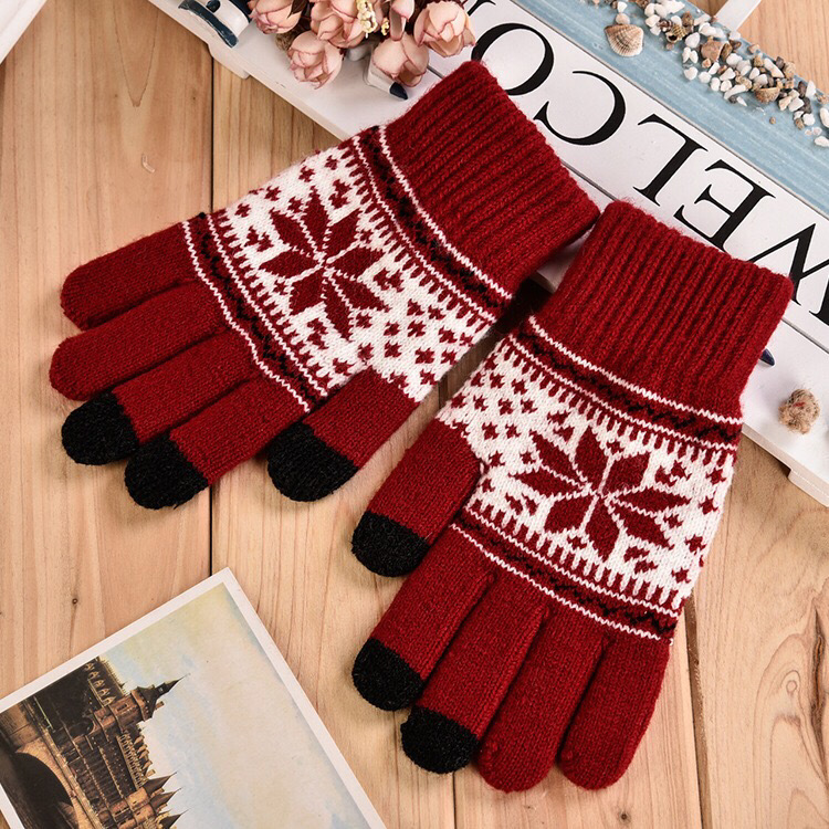 Winter outdoor touch screen gloves imitation cashmere gloves adult classic snow gloves manufacturers wholesale