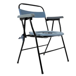 Commode <b>Chair</b> Folding With Armrests <b>Round</b> PP Material For Indoor Use Aldult Modern Design Bluish Gray Color - Product Image 1