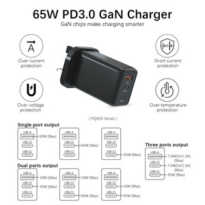 65W enchufe plegable UE Reino Unido carga súper rápida Gan cargador de pared tipo C Usb Multi Puerto Pd 3,0 para <span class=keywords><strong>Iphone</strong></span> 15 16 Laptop <span class=keywords><strong>Notebook</strong></span> - Product Image 4