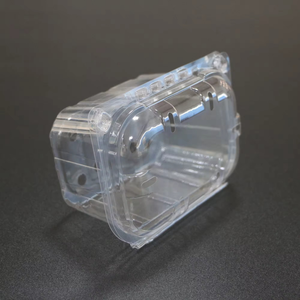 Caja de concha de plástico vegetal transparente reciclable hecha a medida PET ensalada 250 G contenedor con tapa contenedor de fruta de plástico - Product Image 1