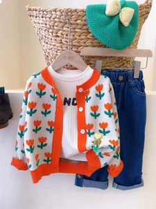 <span class=keywords><strong>Pull</strong></span> cardigan en tricot à la mode de style coréen pour filles, pour l'automne et l'été, pour enfants au printemps et en automne - Product Image 3