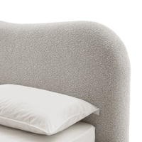 Lit capitonné de style français, taille King, avec pieds en bois massif, blanc riz doux, meubles de chambre à coucher