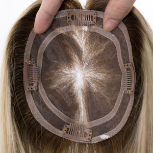 Perruque longue et droite blonde pour femme, postiche en <span class=keywords><strong>cheveux</strong></span> naturels avec racine ombrée et raie naturelle - Product Image 3