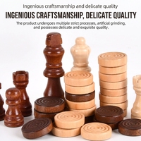 Jeu de société pliable 3-en-1 en placage de bois de 39 cm : Échecs, Dames, Backgammon – Jouet éducatif de luxe certifié pour enfants et adultes, idéal pour les voyages