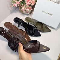 Sandales à talons hauts en cuir verni, talon aiguille 8 cm, bout ouvert, chaussures de mode pour femmes, grandes tailles 35-43, élégantes pour les soirées