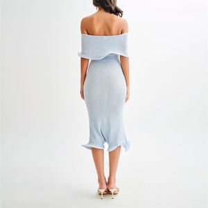 Robe d'été décontractée pour femme OEM, robe en tricot pour femme, design sexy sans manches, épaules dénudées, coupe ajustée - Product Image 4