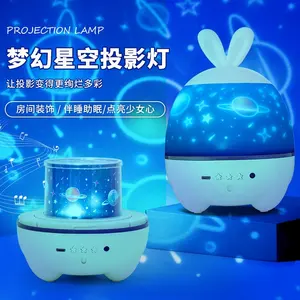 Night Light Projector for Children LED 30 Color Box ABS Modern Factory Lucky Rabbit Charging Music Star USB Charging DC 5V 50000