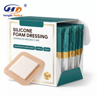 Pansement en mousse à bordure en silicone avec logo personnalisé, quatre couches absorbantes pour ulcères du pied diabétique veineux, ISO 13485 HD