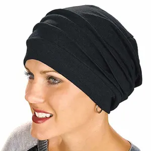 Manufacturer Autumn And Winter Hijabs Wholesale Pure Cotton HijabsDual-use Solid Color Double Layer Warm Windproof Turban Hat