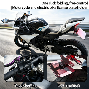 2026 Trending Premium Adjustable Switch Control Universal Motorcycle <b>License</b> Plate <b>Frame</b> Rear Bracket Tail Holder Mount Adjustab - Product Image 4