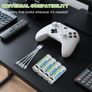 Batterie au lithium <span class=keywords><strong>rechargeable</strong></span> de type C 1,5 V 2200 mWh Modèle 14500 avec câble de charge USB pour appareil photo jouet, serrure à empreintes digitales en stock - Product Image 4