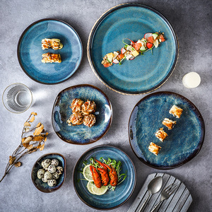 Juego de Platos y Tazones de Cerámica con Esmalte Reactivo Azul Nórdico, Formas Orgánicas Únicas, <span class=keywords><strong>Vajilla</strong></span> para Servir en la Cocina - Product Image 2