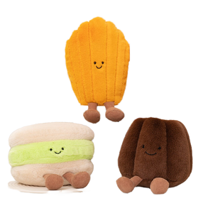 Peluche super douce transfrontalière en forme de gâteau macaron, de tarte aux œufs ou de madeleine, brodée de motifs de dessins animés, rembourrée de coton PP, pour Princesse Ours - Product Image 1