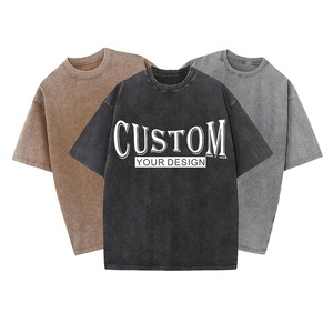 เสื้อยืดคอตตอนวินเทจทรงสตรีท 230GSM คุณภาพสูง ขายส่ง พร้อมสกรีนโลโก้ตามสั่ง สำหรับผู้ชายและผู้หญิง เสื้อยืดฟอกสี - Product Image 1