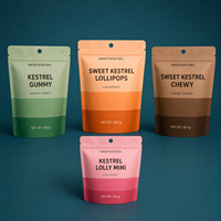 Sachets personnalisés imprimés avec trou de suspension et encoche de déchirement pour sucettes, bonbons gélifiés et bonbons à mâcher
