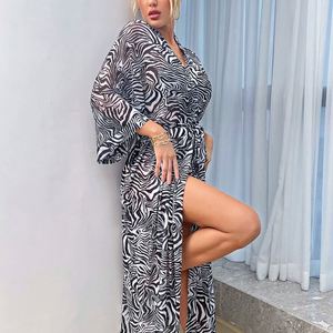 Sfy-y1509 2024 Nuevo Bata con Estampado de Cebra, Bata Sexy para Mujer, Kimono Erótico Maxi, Bata de Baño, Ropa de Casa, Pijamas para Mujer - Product Image 3