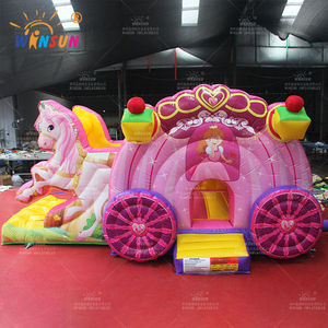 Castillo Inflable Comercial con Tobogán y Trampolín, Diseño de Carruaje de Princesa - Product Image 6
