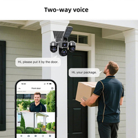 Cámara de Seguridad Exterior de 3 Lentes con Luz LED, 6MP, Seguimiento de Movimiento, Impermeable, Inalámbrica, 4G, WiFi, Solar, CCTV