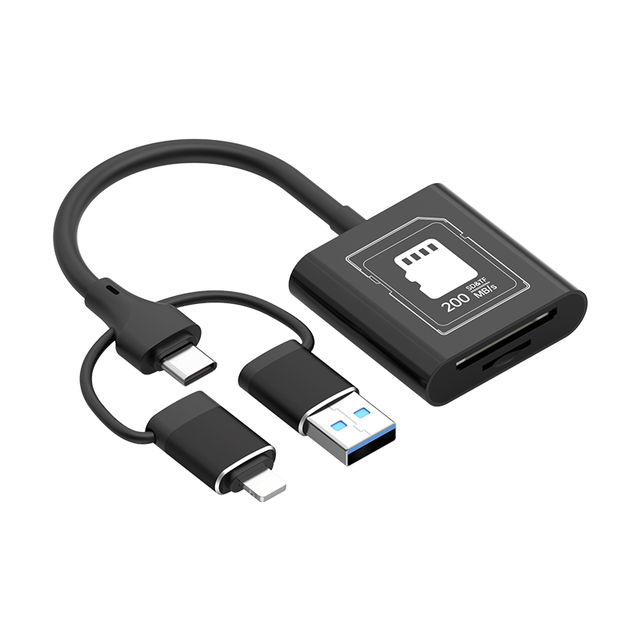 USB 3.0 High Speed V30 Card Reader for TF/SD Cards USB Type-C IOS Interface External Use for Phones & Laptops