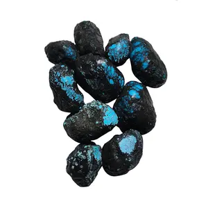 Bulk Groothandel Tibetaanse Natuurlijke Ruwe Turquoise Ruwe Diamant Rock Stenen Spiderweb Top Blauw Turquoise Materiaal Ruwe