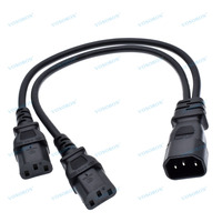 Cable de Extensión Divisor en Y para PDU UPS, IEC320 2 en 1, C14 Macho a Doble IEC 320 C13 Hembra para Monitor de Computadora e Impresora