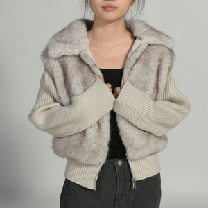 Autunno inverno di lusso da <span class=keywords><strong>donna</strong></span> in pelliccia sintetica <span class=keywords><strong>Cardigan</strong></span> morbido soffice cappotto lavorato a maglia <span class=keywords><strong>con</strong></span> Logo personalizzato e <span class=keywords><strong>cerniera</strong></span> anteriore all'ingrosso - Product Image 6