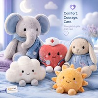 Ensemble de coussins en peluche personnalisés pour le confort et la guérison, comprenant un éléphant, une infirmière, un cœur, un nuage, un lapin et un soleil