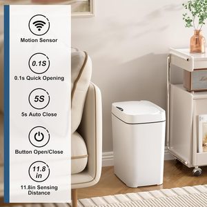 Modern 10L 12L White Dustbin Hands-free Garbage <b>Bin</b> PP Plastic Trash Can Automatic Induction Smart Waste <b>Bins</b> with <b>Sensor</b> - Product Image 4
