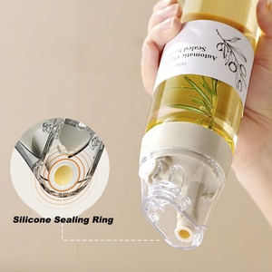 Moderna Bottiglia Sigillata per Olio e Aceto con Coperchio a Gravità, Dispenser in Vetro Antigoccia per Cucina e Condimenti per Insalata - Product Image 2