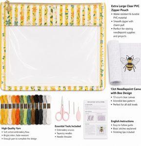 Pochette zippée extra large en PVC transparent <span class=keywords><strong>pour</strong></span> le rangement des aiguilles à broder, sac organisateur de projets imperméable avec fenêtre transparente - Product Image 5