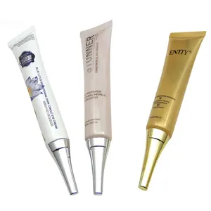 Customized 15ml 20ml 30ml Squeeze Soft Plastic Long Nozzle Eye Serum Cream Cosmetic Packaging Tube With Plating Lid