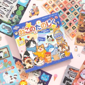 Livre d'autocollants découpés à la forme <span class=keywords><strong>de</strong></span> chat mignon, thème Kawaii, 30/60 feuilles, fournitures <span class=keywords><strong>de</strong></span> décoration pour scrapbooking fait main DIY - Product Image 6