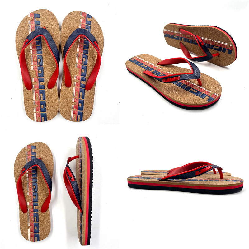 Custom Sawdust Wood Grain Flip-flops for Men and Women Rubber EVA Beach Slippers