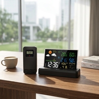 Station météo intelligente, horloge, signal DCF, thermomètre, hygromètre, baromètre, alimenté par batterie, détection tactile, cuisine, bureau