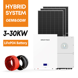 Kits complets de systèmes solaires domestiques 10 kW, 15 kW, 20 kW, 30 kW, panneaux solaires, batterie au lithium, onduleur hybride, kits de systèmes d'énergie domestique - Product Image 1