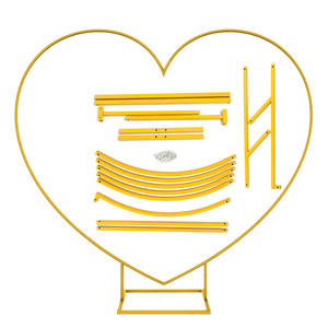 Heart-shaped gold metal wedding <b>balloon</b> garland arch background stand frame for event party decoration - Product Image 4