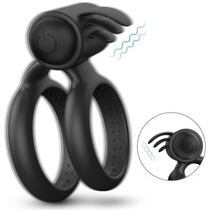 Großhandel Hasenohren Penisring Silikon Vibrator Erotikspielzeug für Männer Paare Vibrierender <span class=keywords><strong>Ring</strong></span> für Männer - Product Image 1