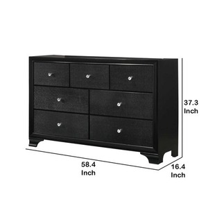 Commode moderne à sept tiroirs en bois avec hauteur réglable, montage facile, pieds à supports, poignées en cristal noires pour salon - Product Image 4