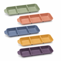 Dernière collection de vaisselle en mélamine tendance, finition mate, plat à trempette à 3 compartiments
